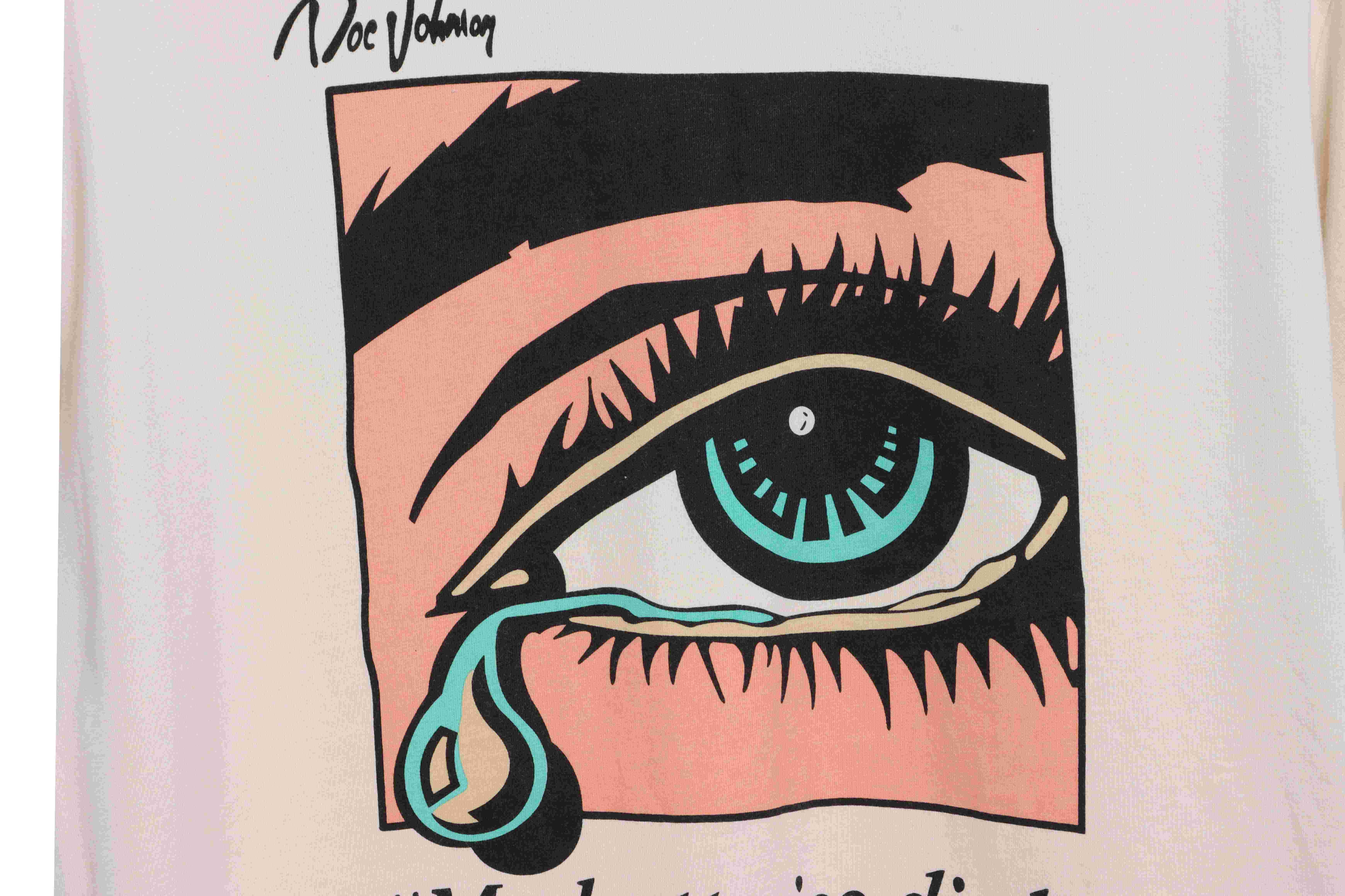 GD tearful eyes pattern short sleeves off-white