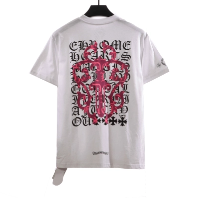 Chrome Hearts Back Holy Sword Overlap Print Short Sleeve White 01