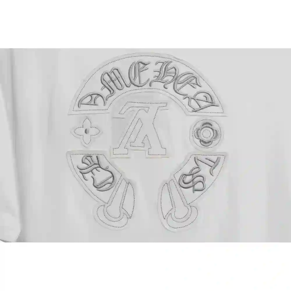 LV co-branded Chrome Hearts patch horseshoe short sleeves white