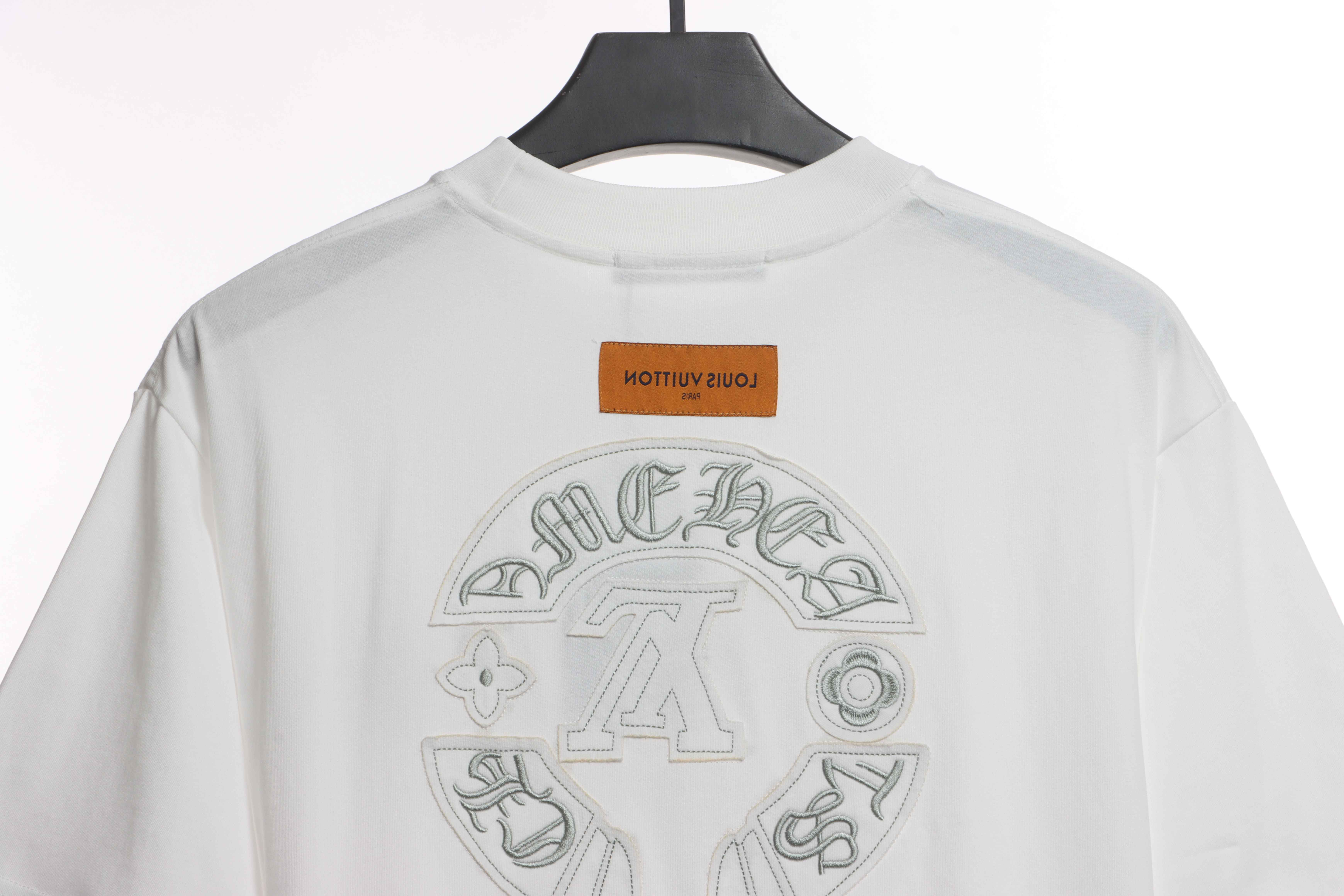 LV co-branded Chrome Hearts patch horseshoe short sleeves white