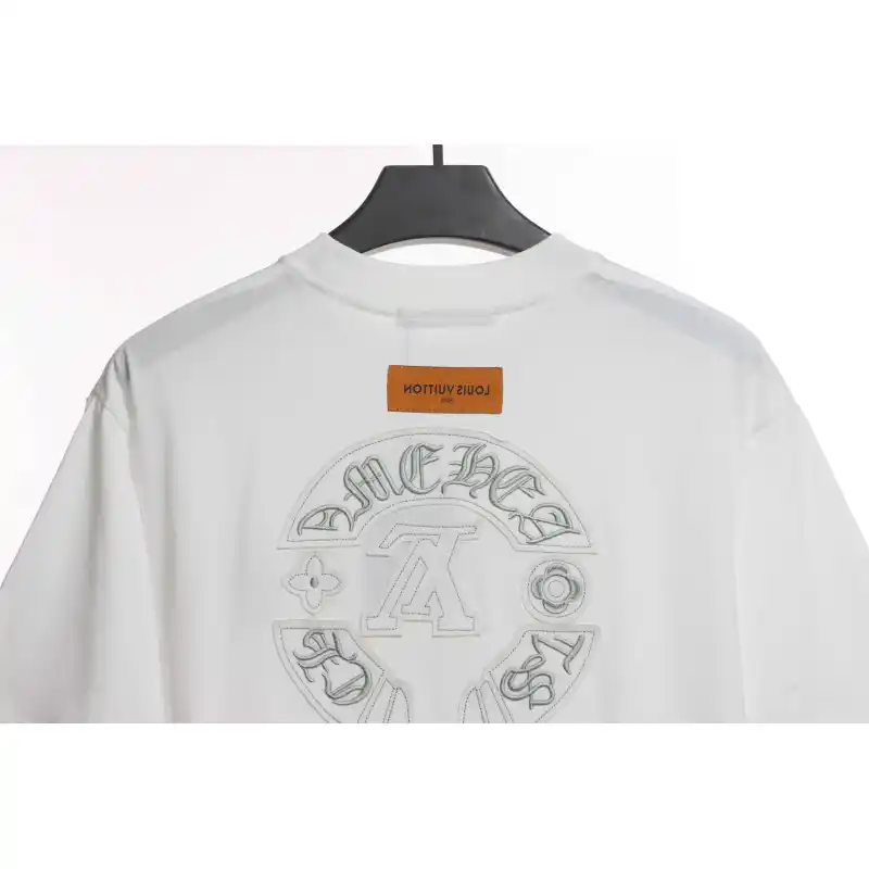 LV co-branded Chrome Hearts patch horseshoe short sleeves white