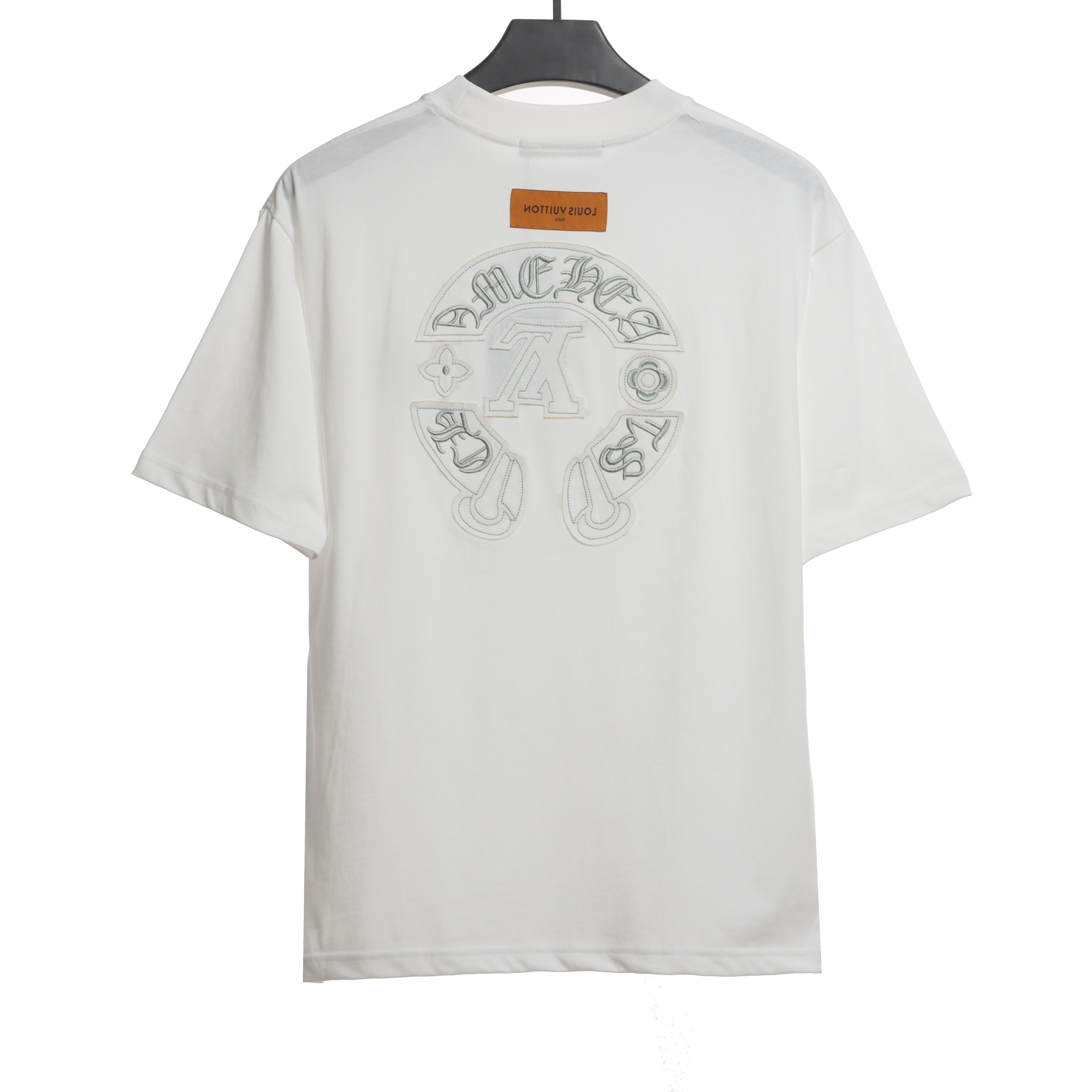 LV co-branded Chrome Hearts patch horseshoe short sleeves white