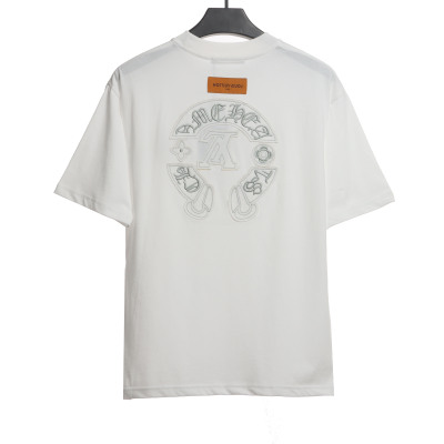 LV co-branded Chrome Hearts patch horseshoe short sleeves white 02