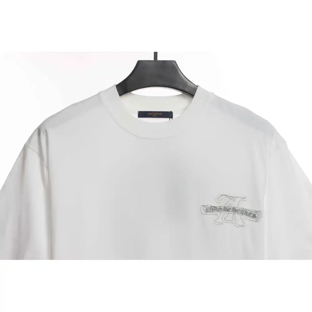 LV co-branded Chrome Hearts patch horseshoe short sleeves white