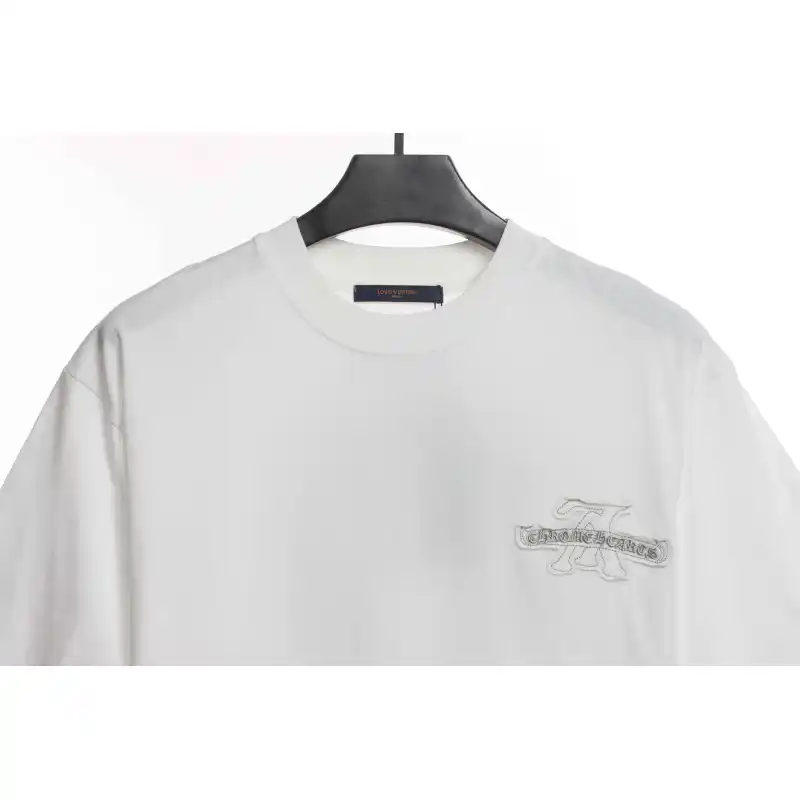LV co-branded Chrome Hearts patch horseshoe short sleeves white