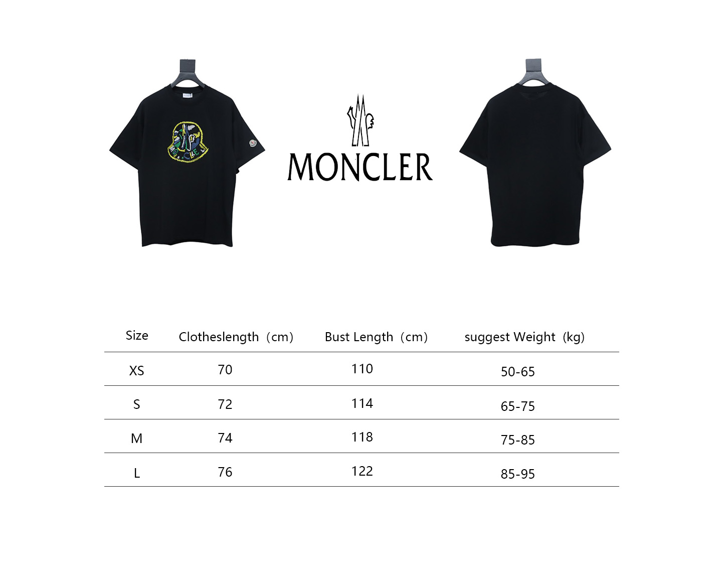 Moncler 25ss embroidered logo short sleeve black