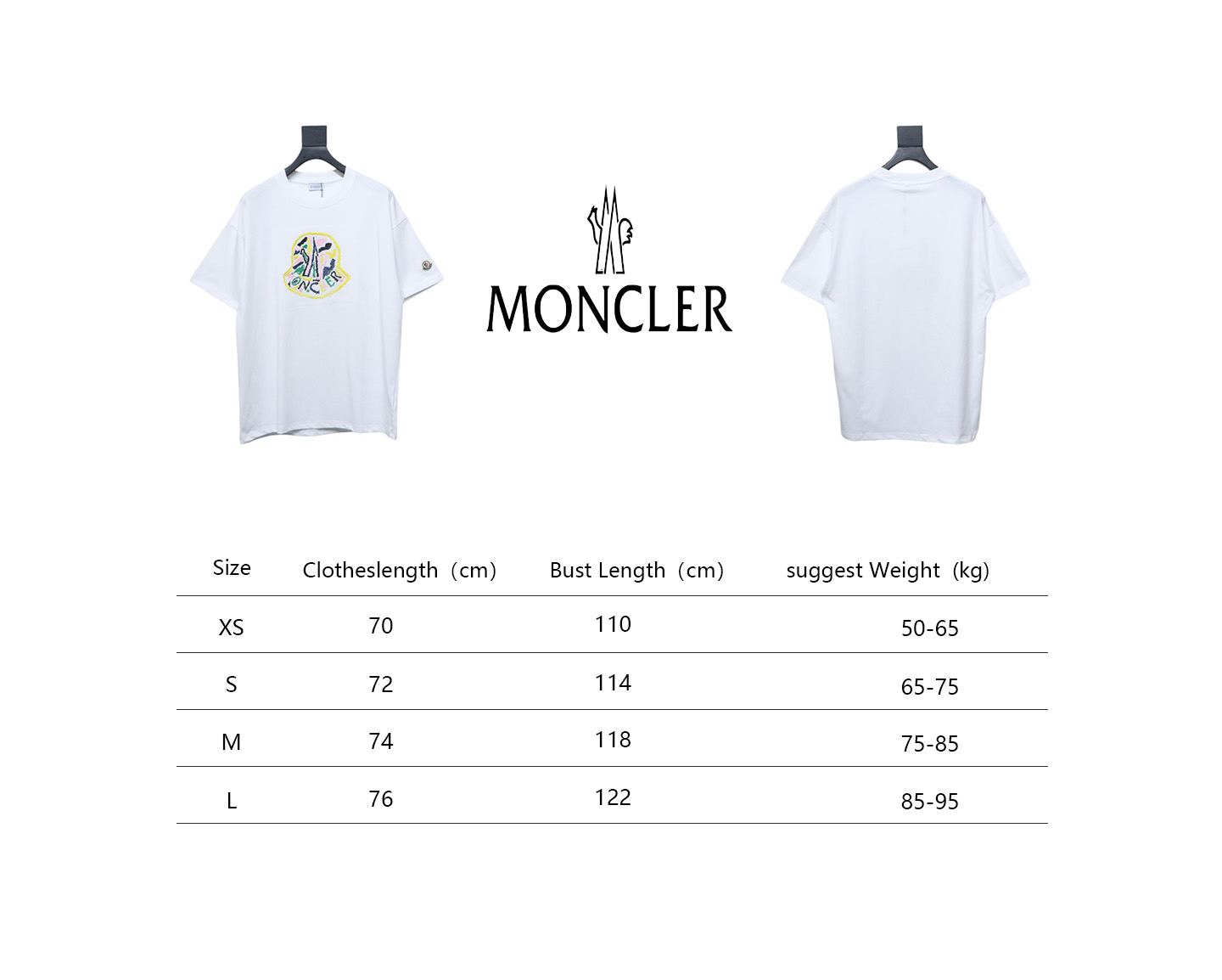 Moncler 25ss embroidered logo short sleeve white