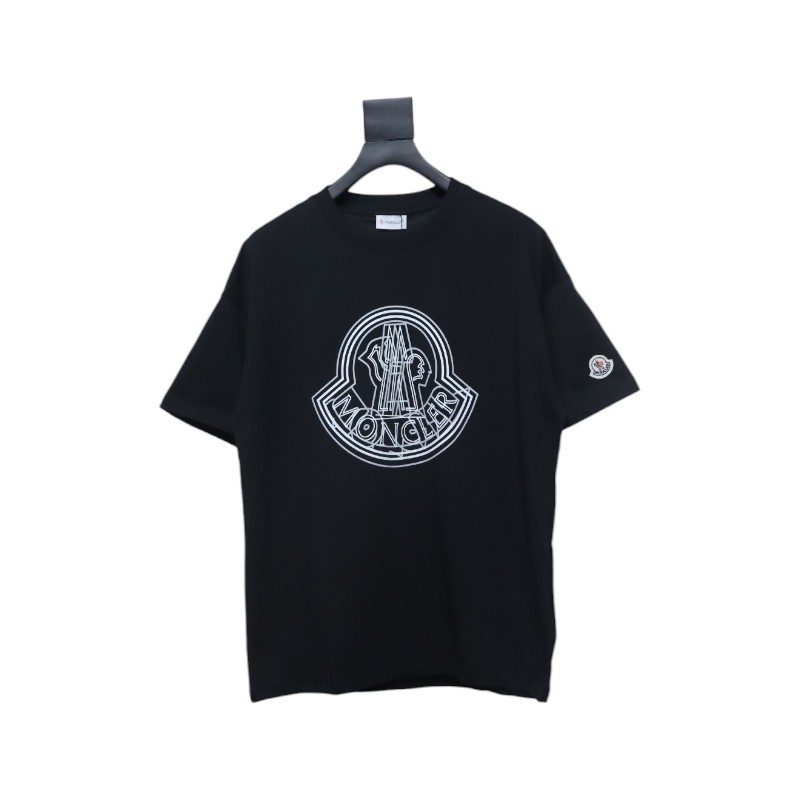 Moncler 25ss overlapping logo print short sleeve black