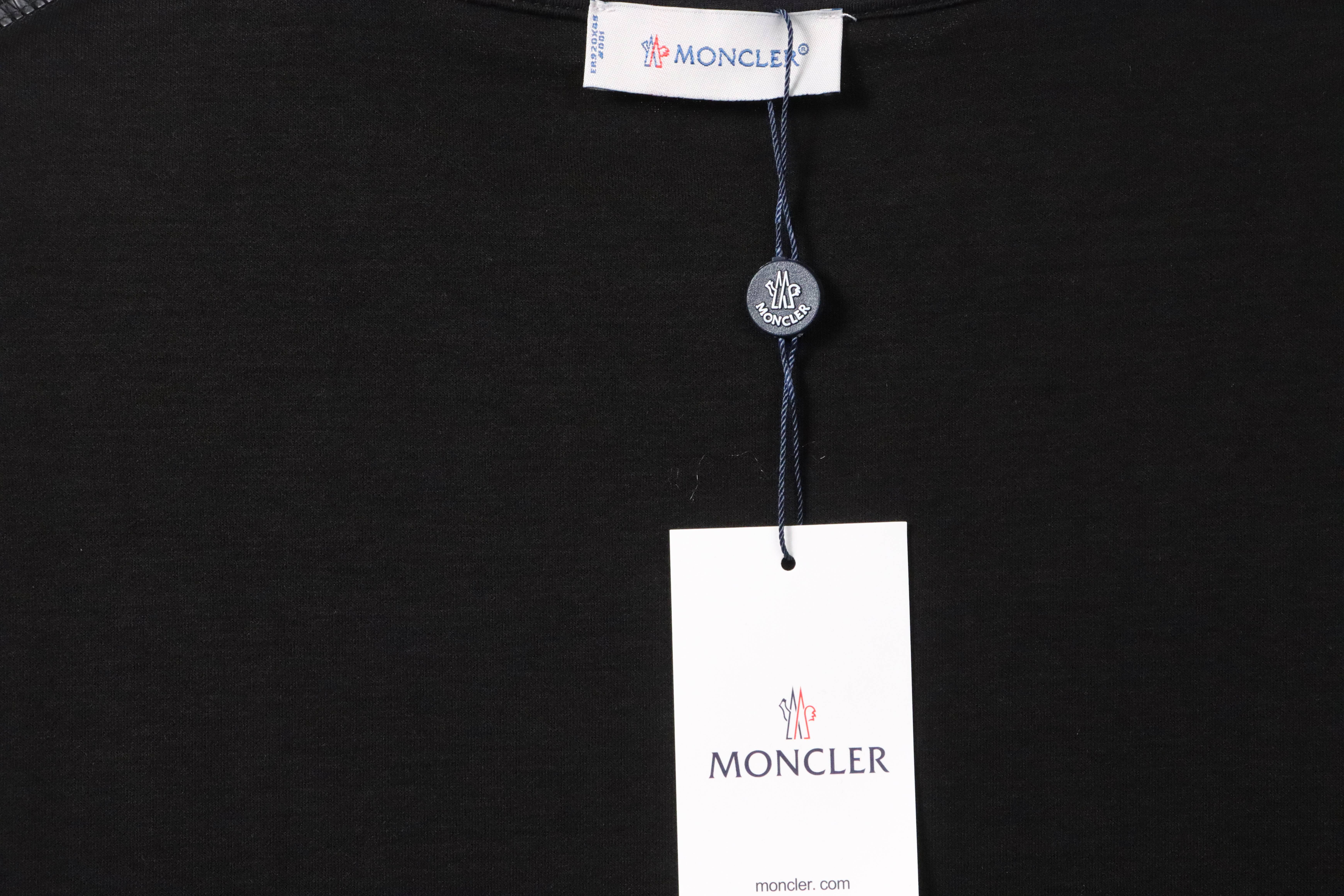 Moncler basic letter print short sleeve black