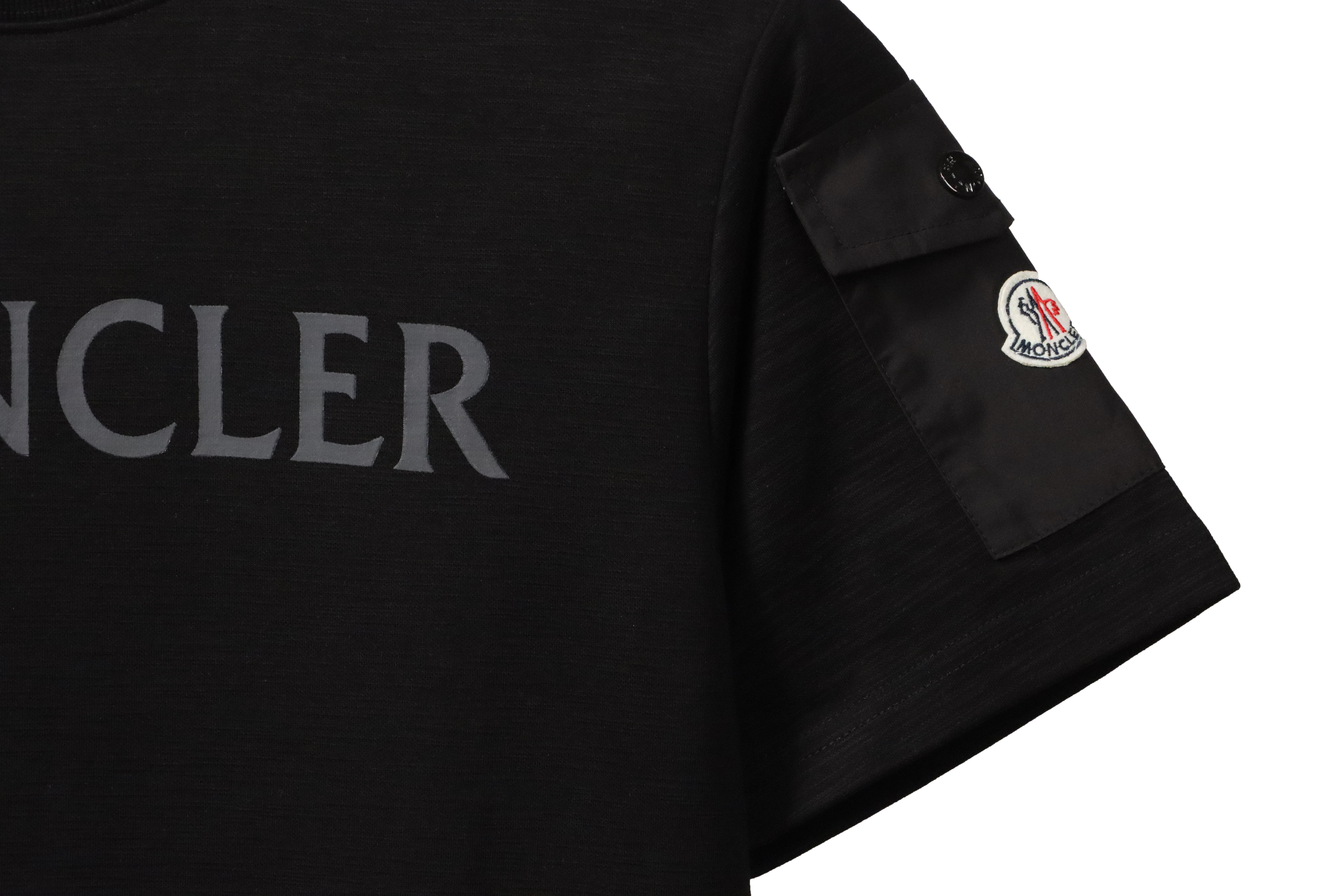 Moncler basic letter print short sleeve black
