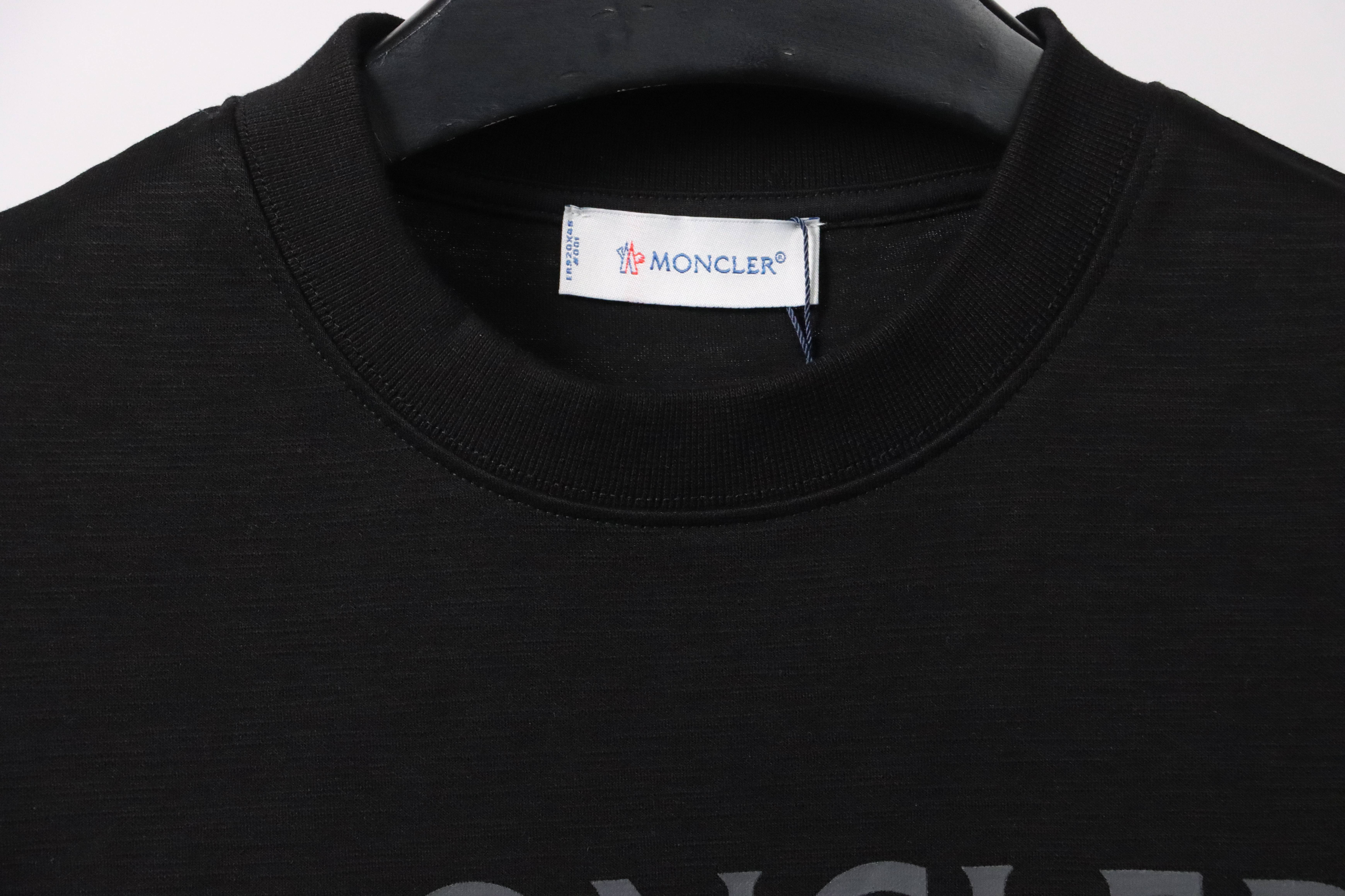 Moncler basic letter print short sleeve black