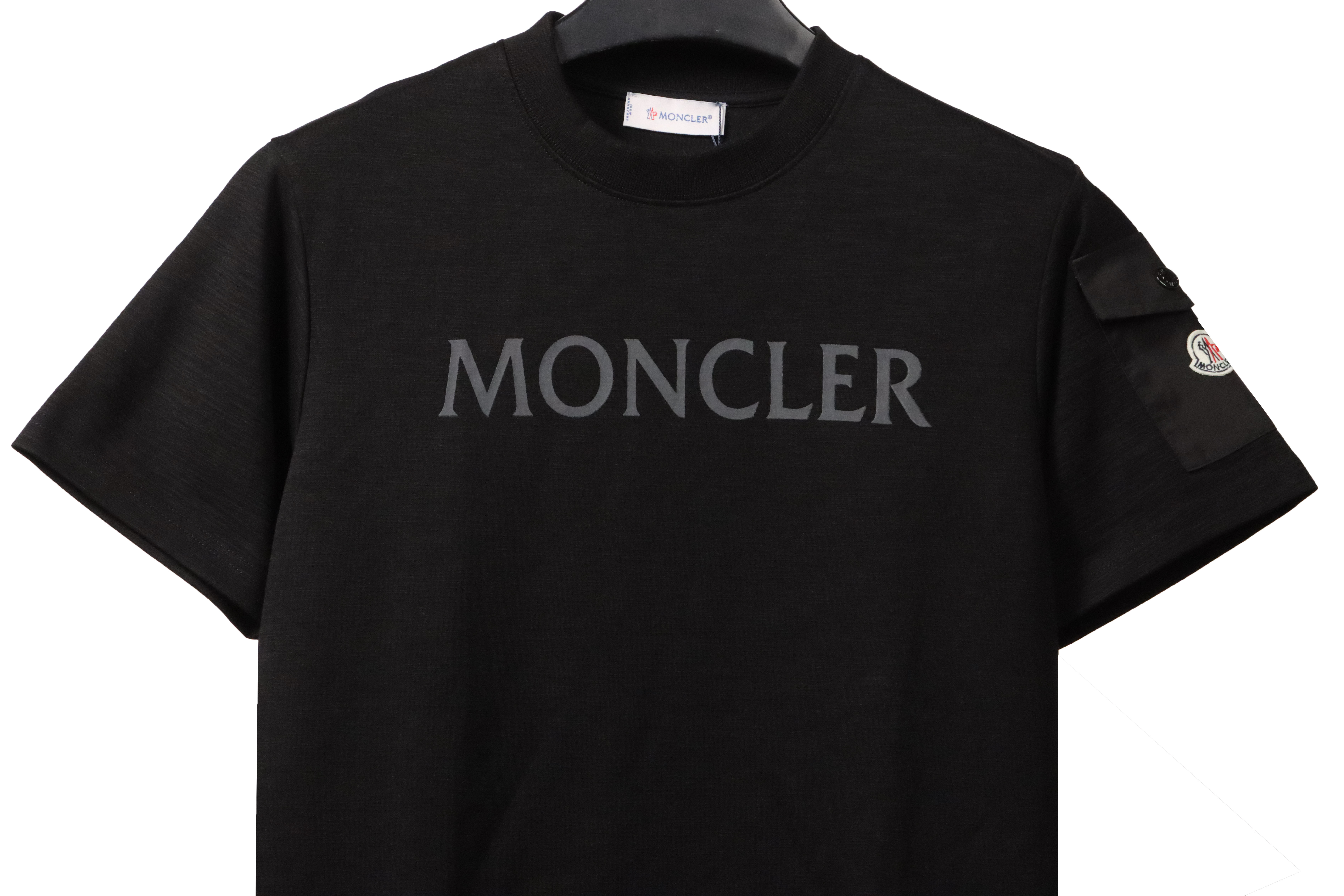 Moncler basic letter print short sleeve black
