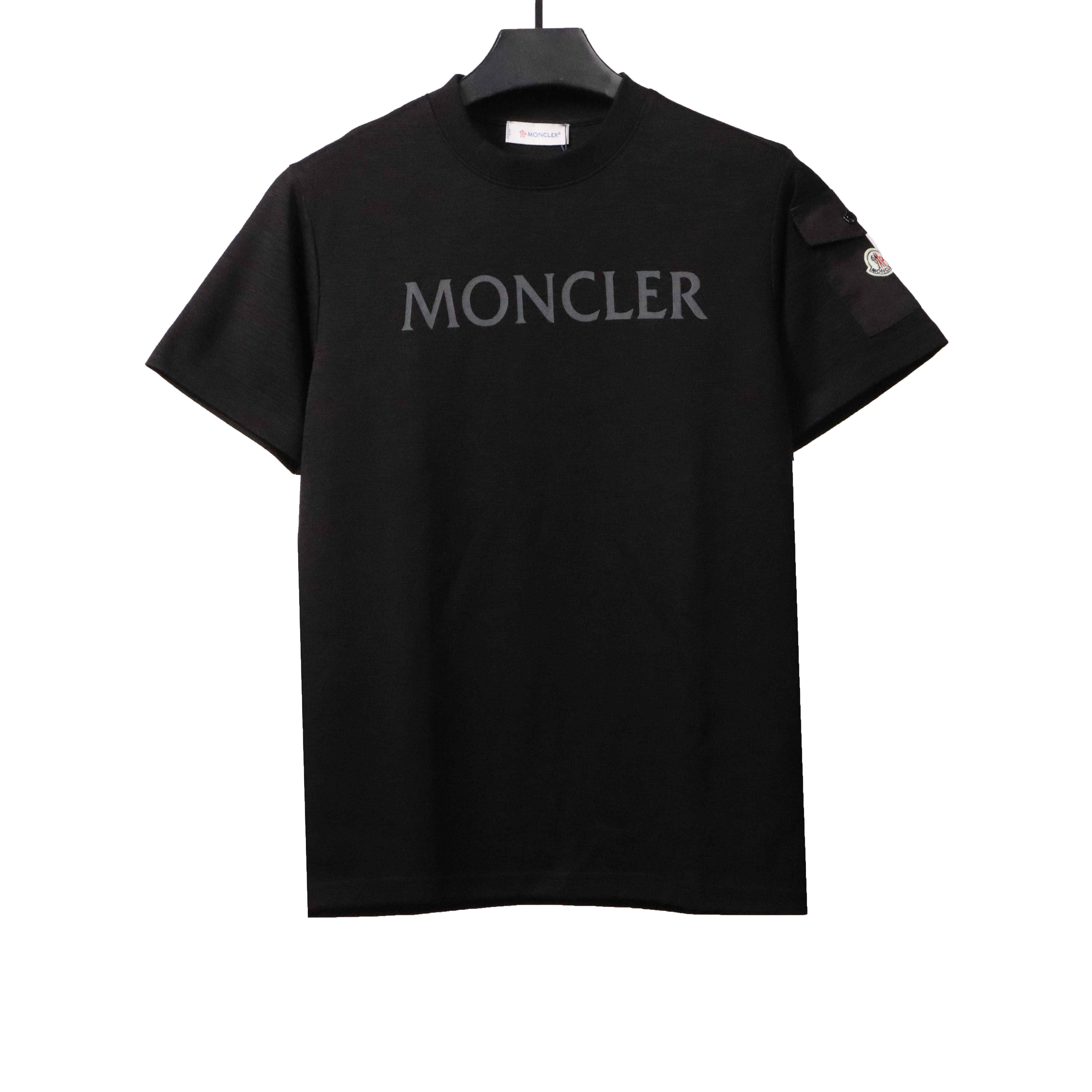 Moncler basic letter print short sleeve black