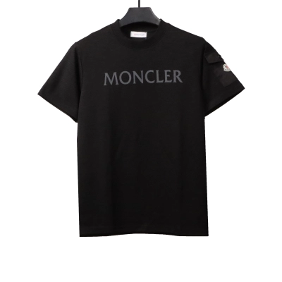Moncler basic letter print short sleeve black 01