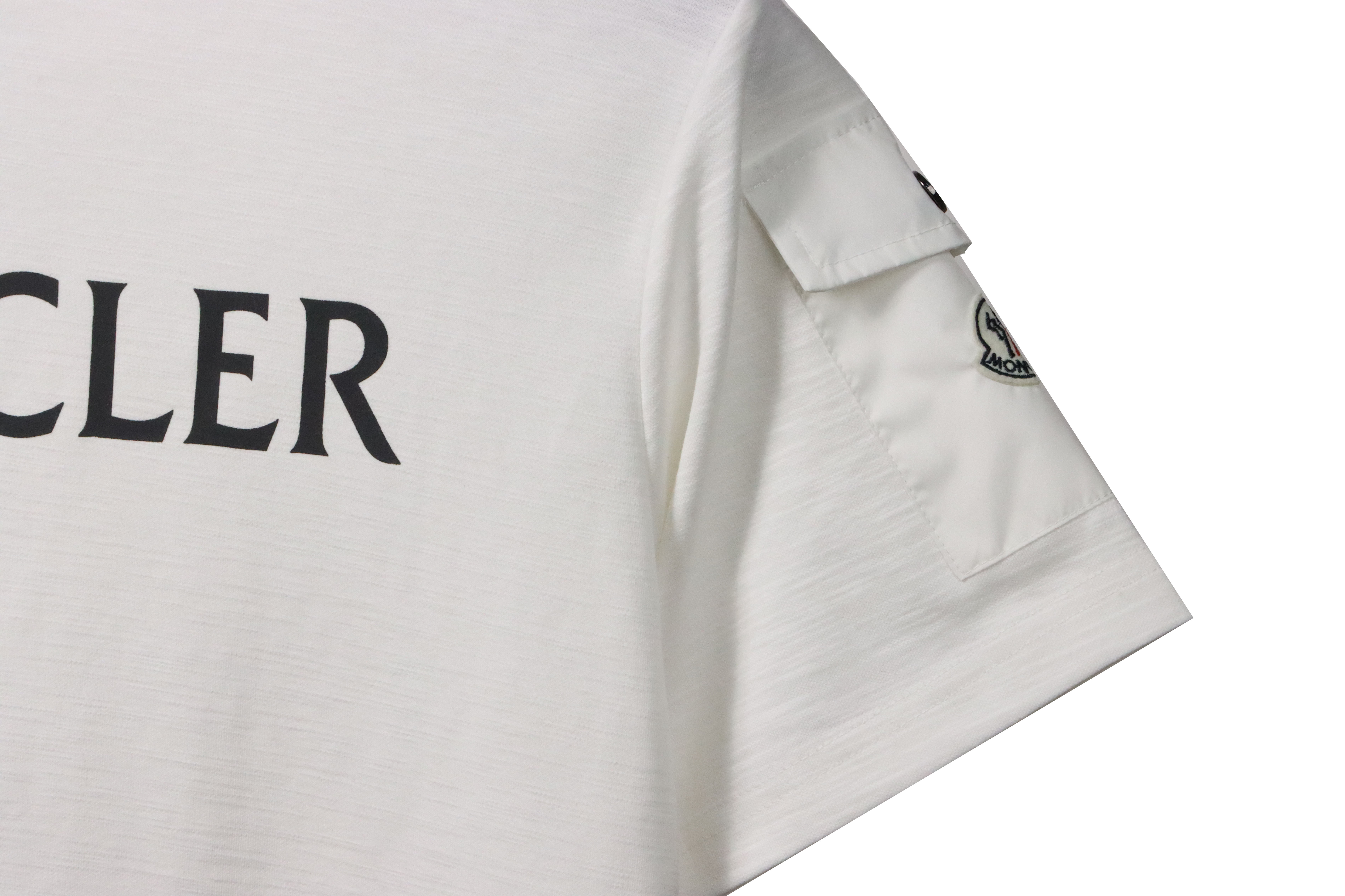 Moncler basic letter print short sleeve white