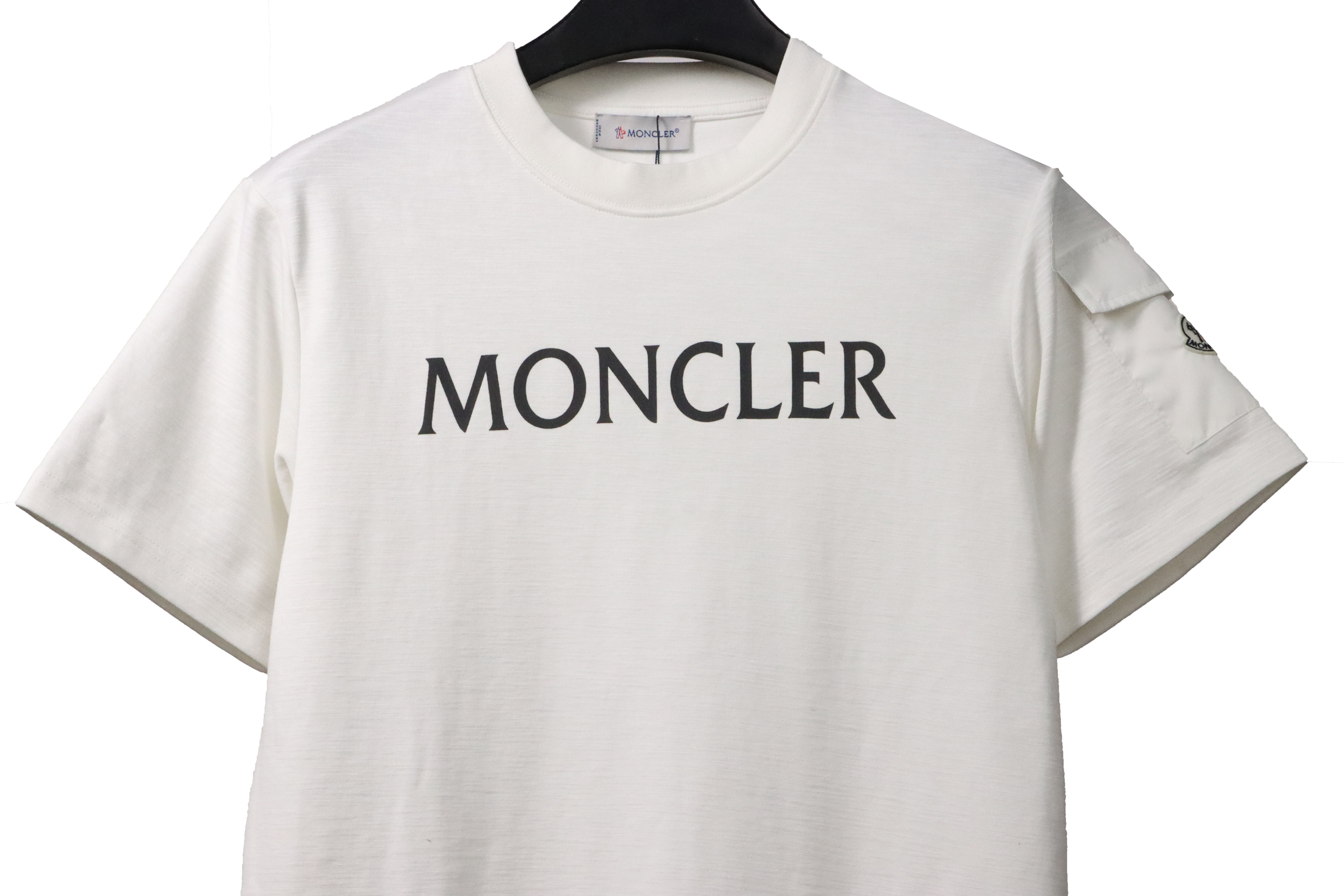 Moncler basic letter print short sleeve white