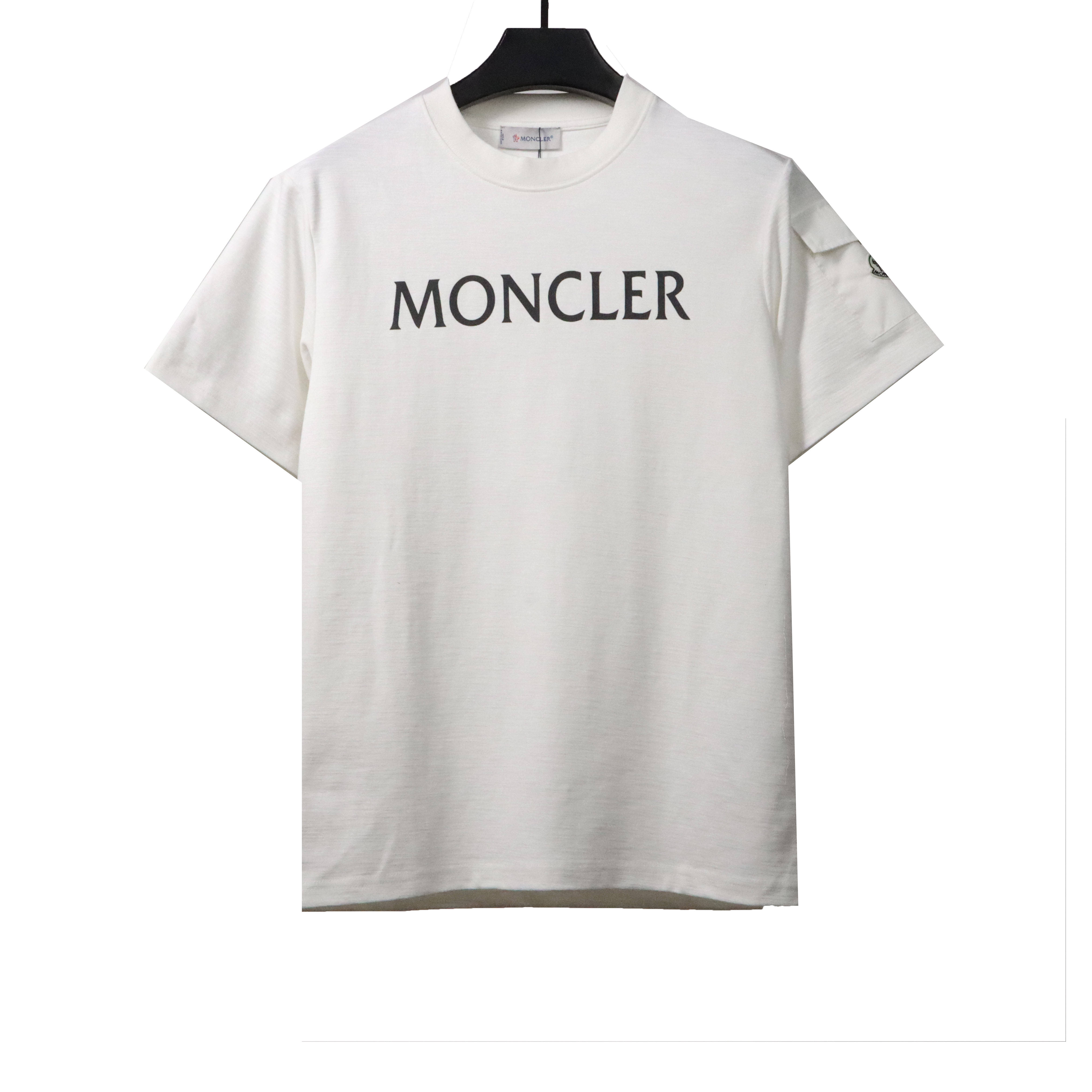 Moncler basic letter print short sleeve white