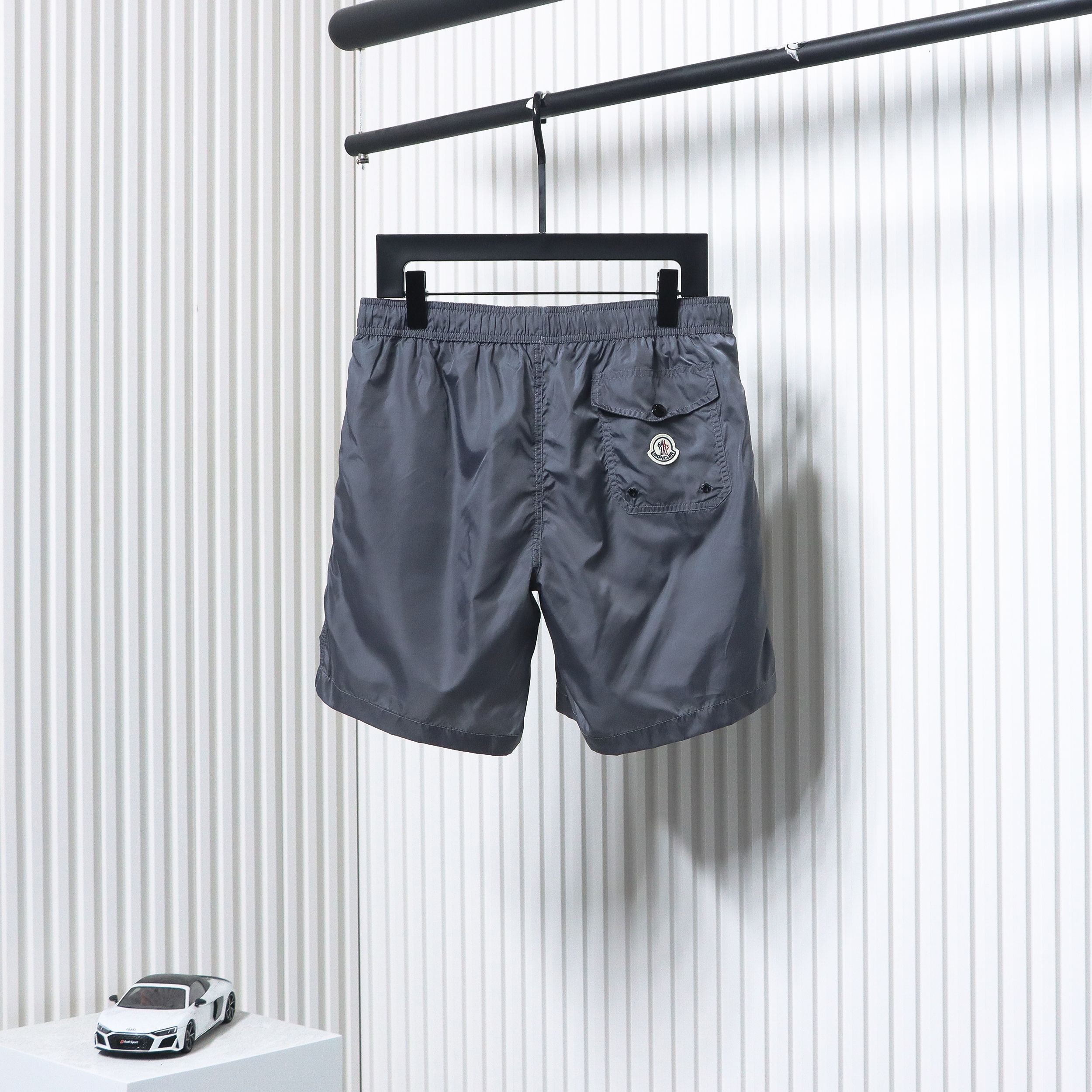 Moncler Classic Pocket Logo Woven Shorts Grey