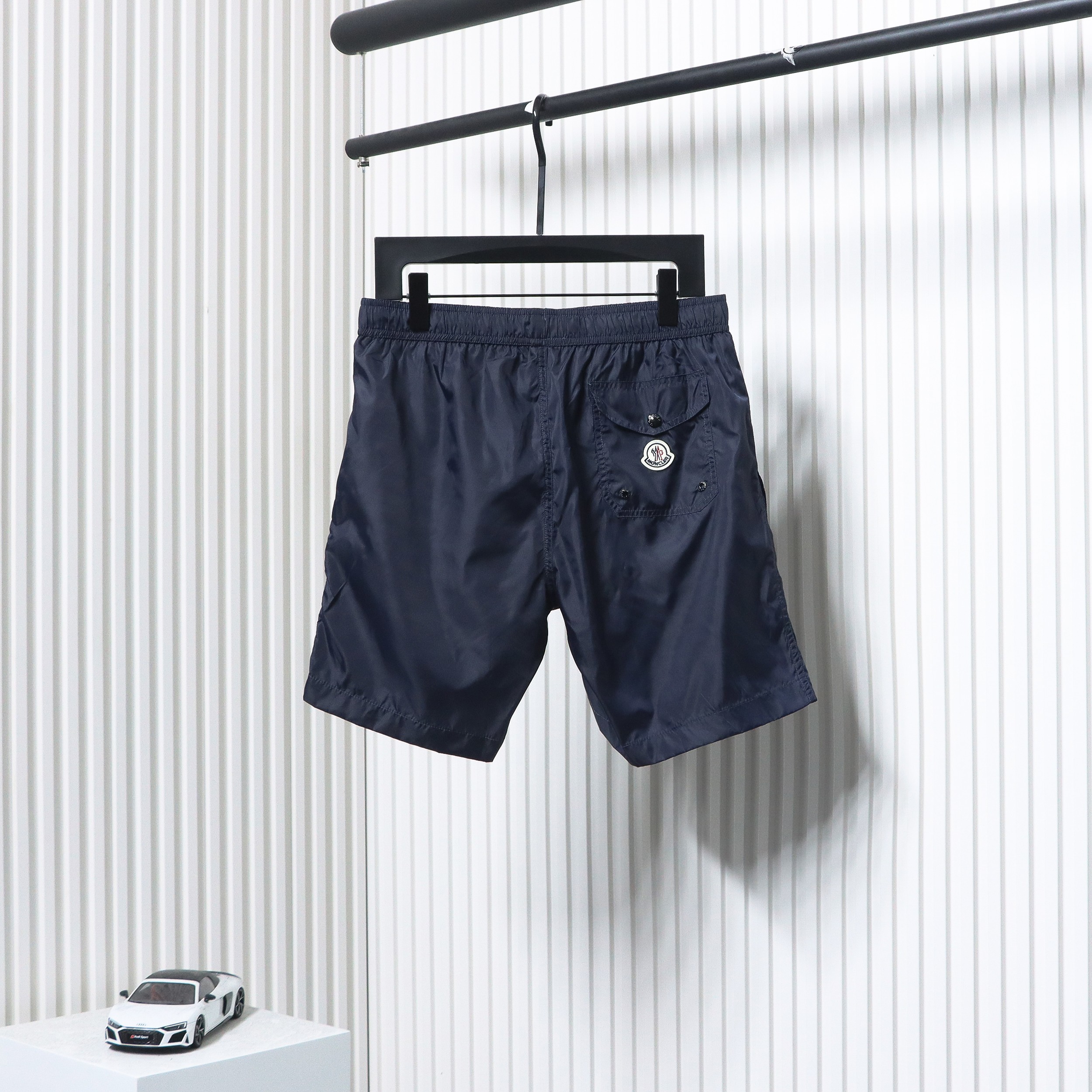 Moncler Classic Pocket Logo Woven Shorts Navy