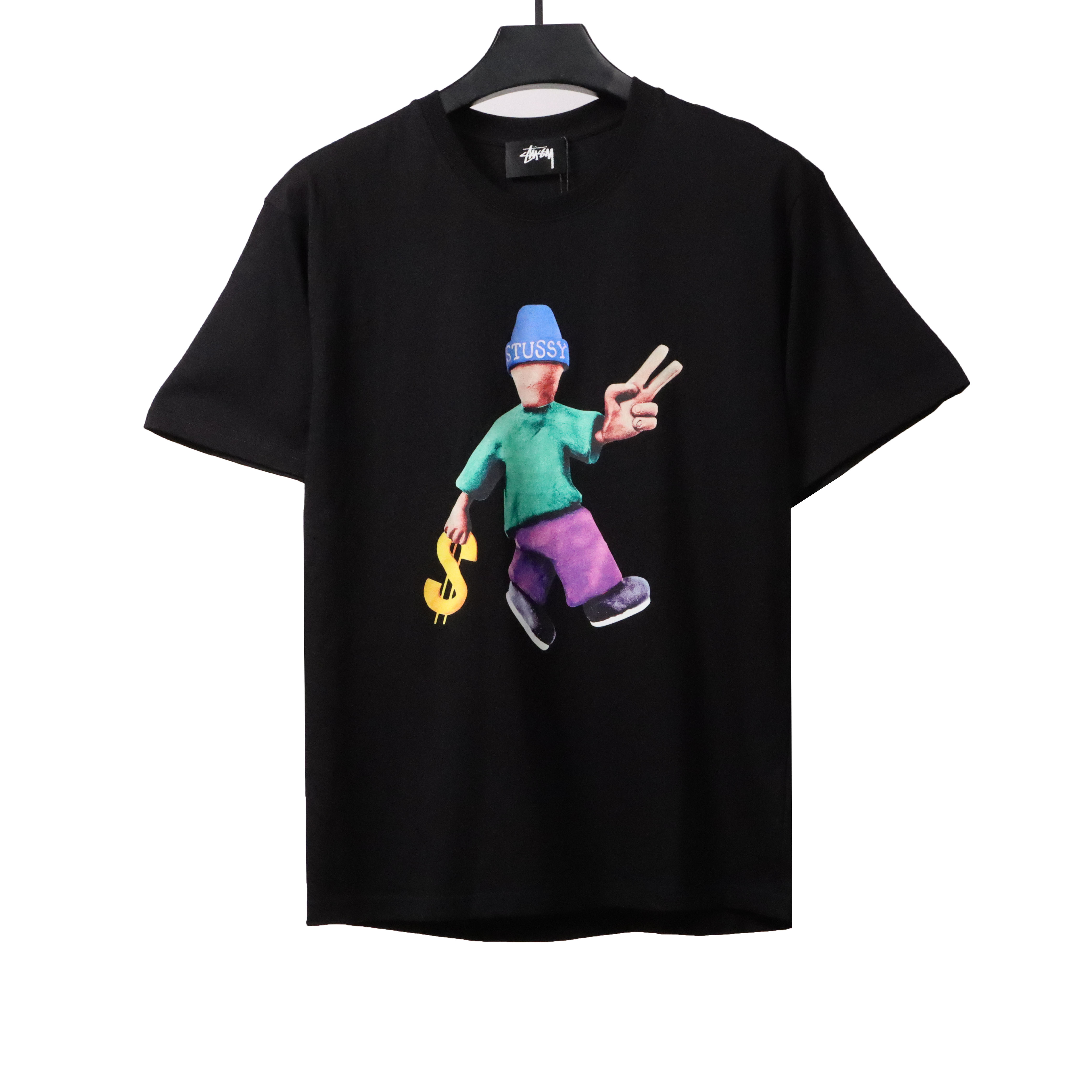Stussy Doll Slogan Short Sleeve Black
