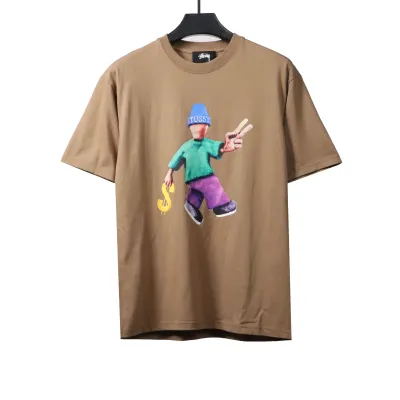 Stussy Doll Slogan Short Sleeve Khaki 01