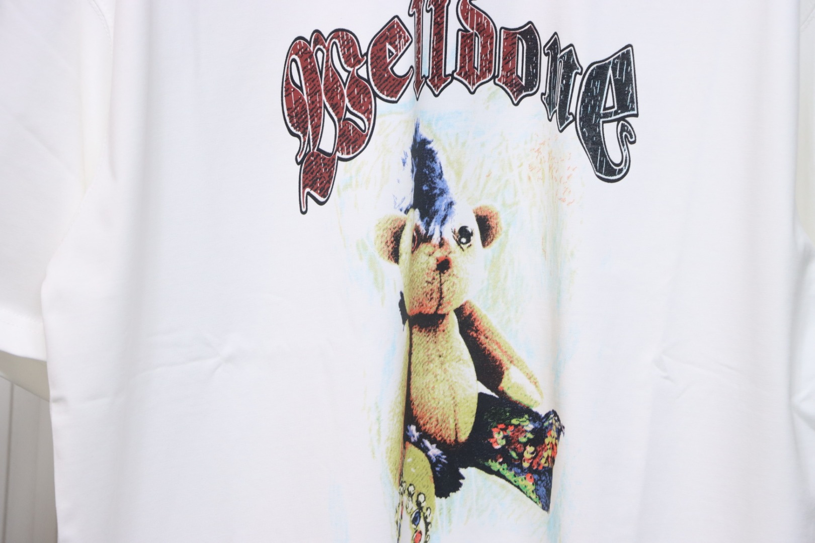 WE11DONE 25SS Spring and Summer New Cute Creative Bear Print Short Sleeve T White
