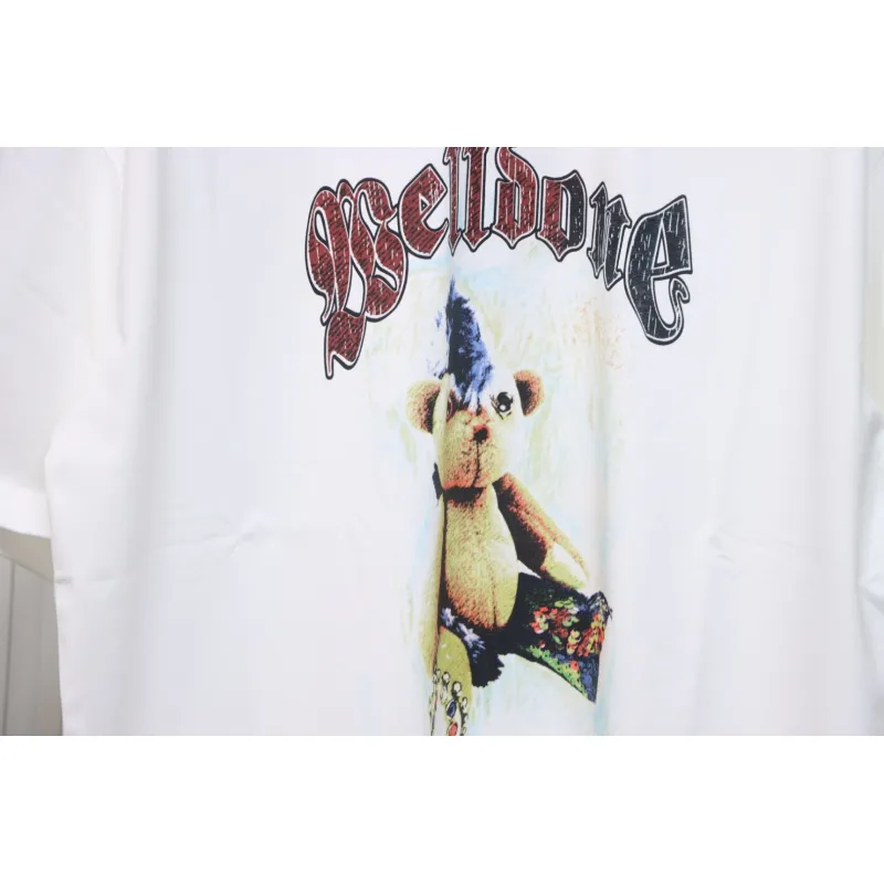 WE11DONE 25SS Spring and Summer New Cute Creative Bear Print Short Sleeve T White