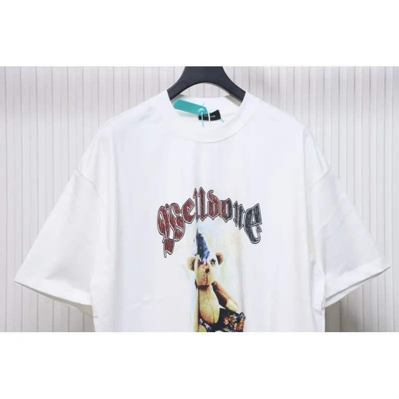 WE11DONE 25SS Spring and Summer New Cute Creative Bear Print Short Sleeve T White