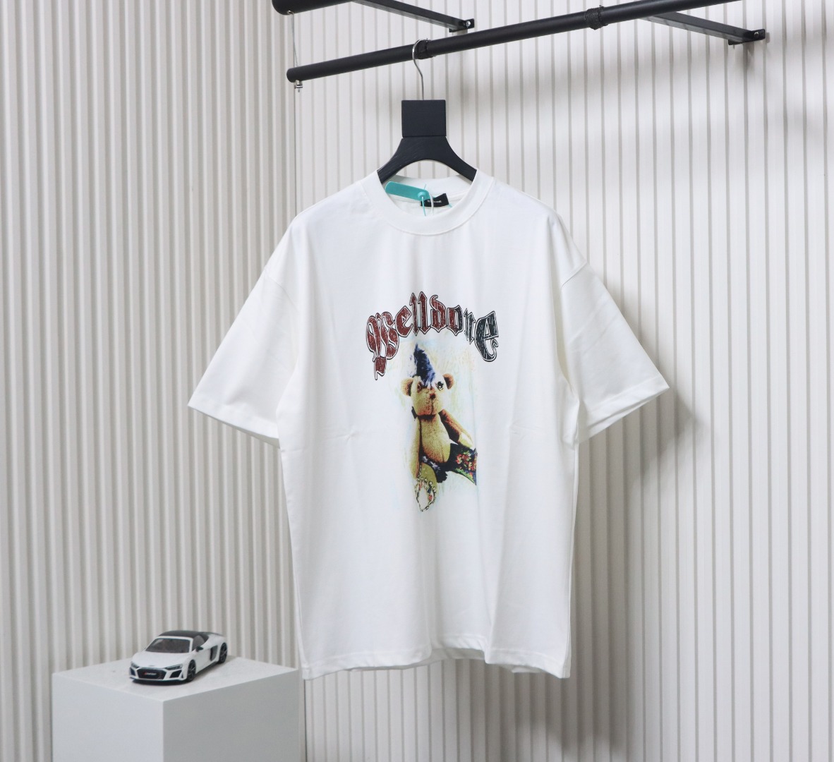 WE11DONE 25SS Spring and Summer New Cute Creative Bear Print Short Sleeve T White