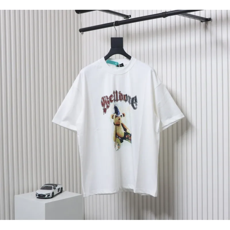 WE11DONE 25SS Spring and Summer New Cute Creative Bear Print Short Sleeve T White