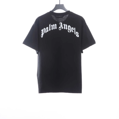 .Palm Angels Transparent Broken Head Bear Print Short Sleeve black 02