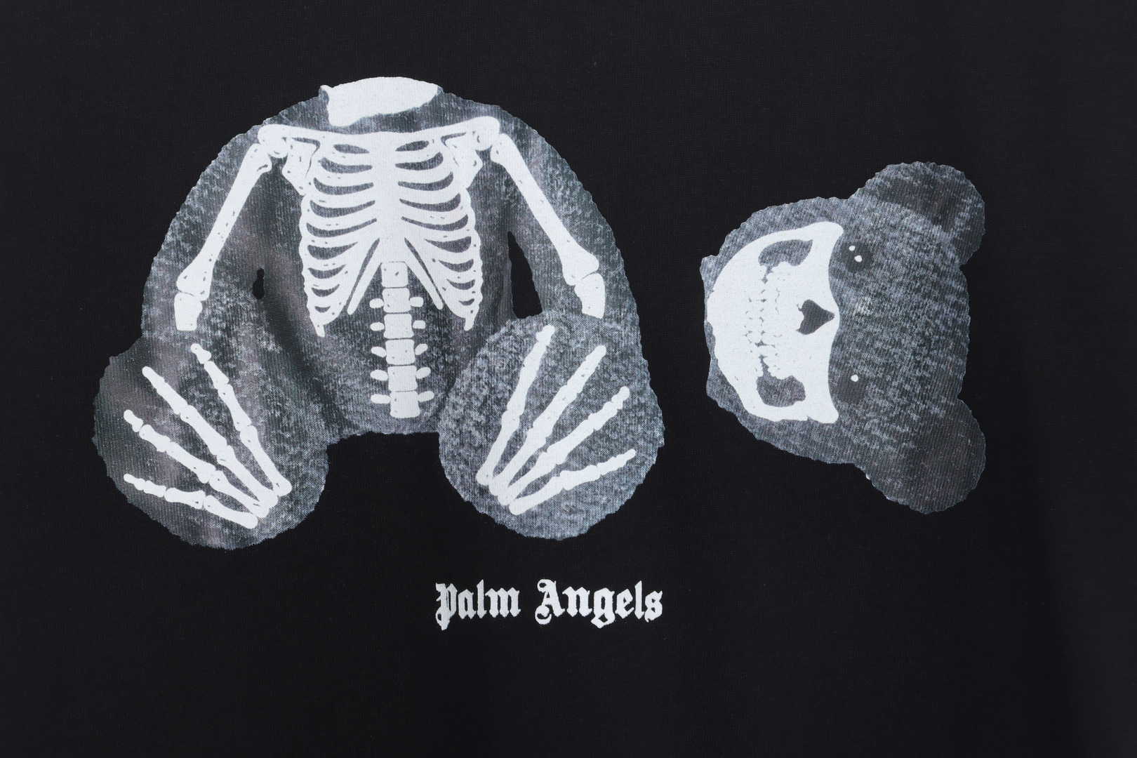 .Palm Angels Transparent Broken Head Bear Print Short Sleeve black