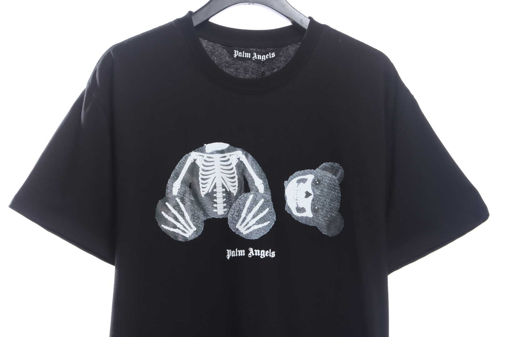 .Palm Angels Transparent Broken Head Bear Print Short Sleeve black