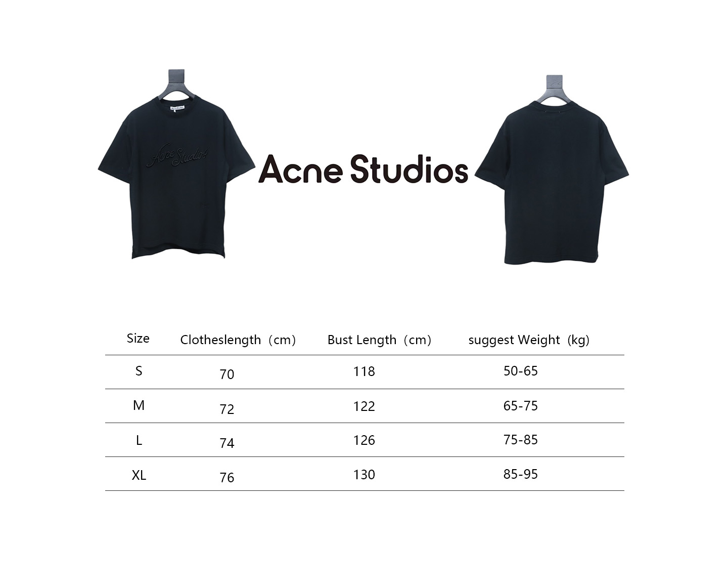 Acne Studios 25SS Lettering Embroidered Short Sleeve T-Shirt Black