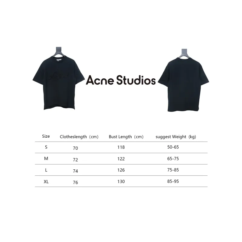Acne Studios 25SS Lettering Embroidered Short Sleeve T-Shirt Black