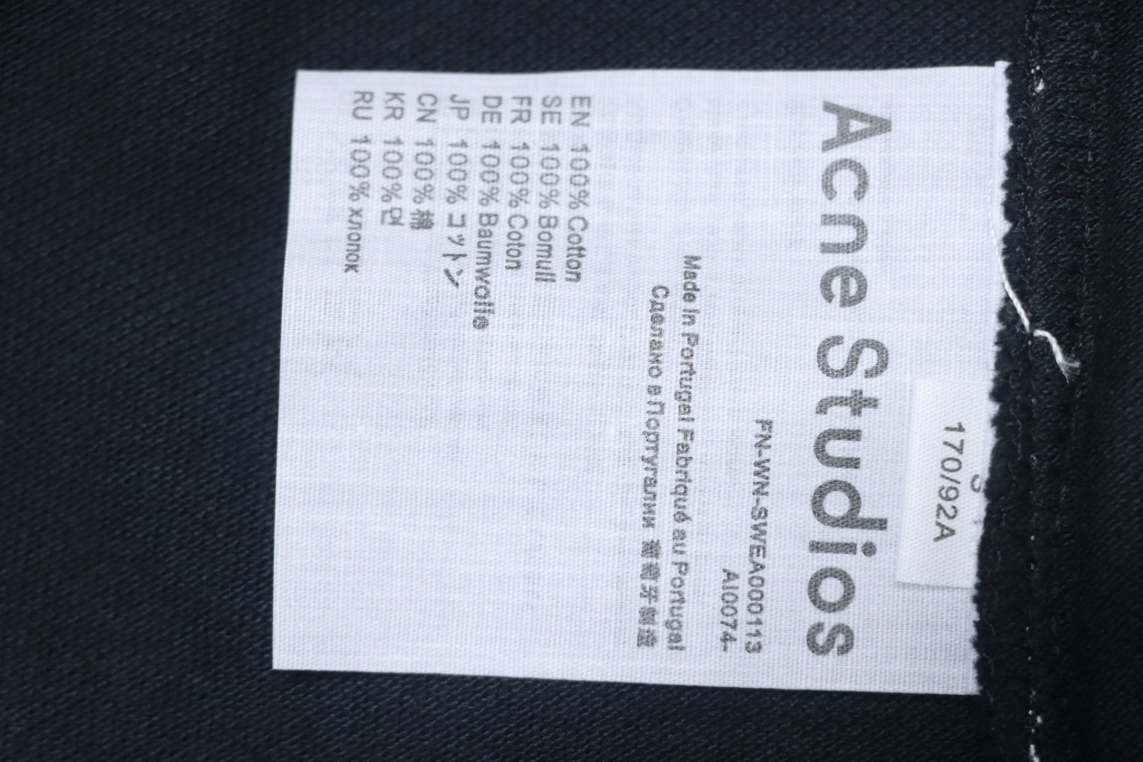 Acne Studios 25SS Lettering Embroidered Short Sleeve T-Shirt Black