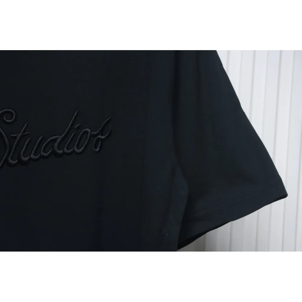Acne Studios 25SS Lettering Embroidered Short Sleeve T-Shirt Black