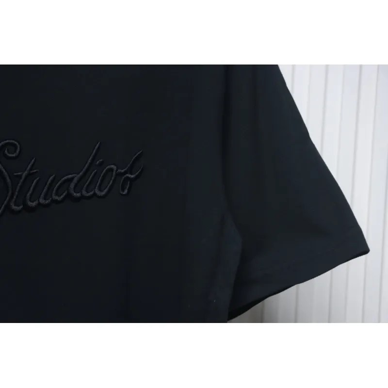 Acne Studios 25SS Lettering Embroidered Short Sleeve T-Shirt Black