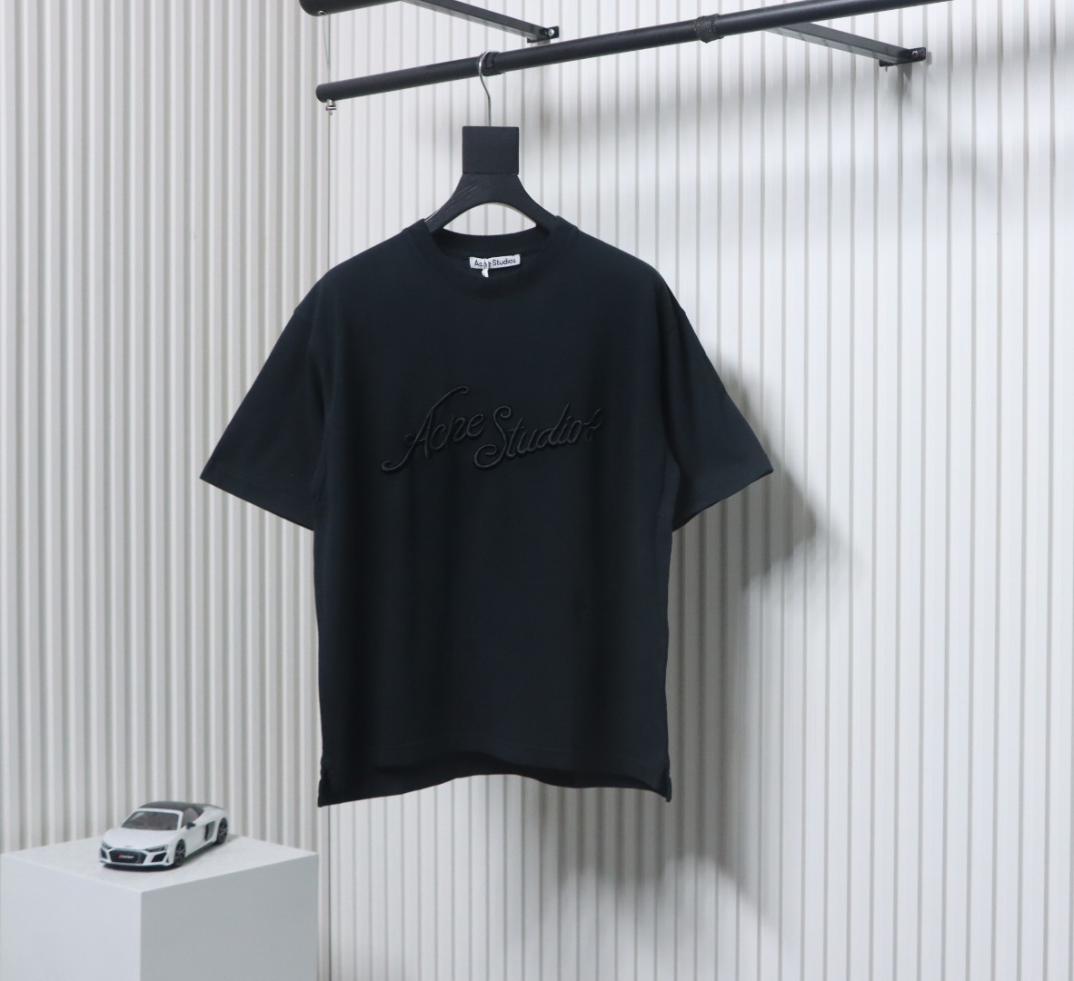 Acne Studios 25SS Lettering Embroidered Short Sleeve T-Shirt Black