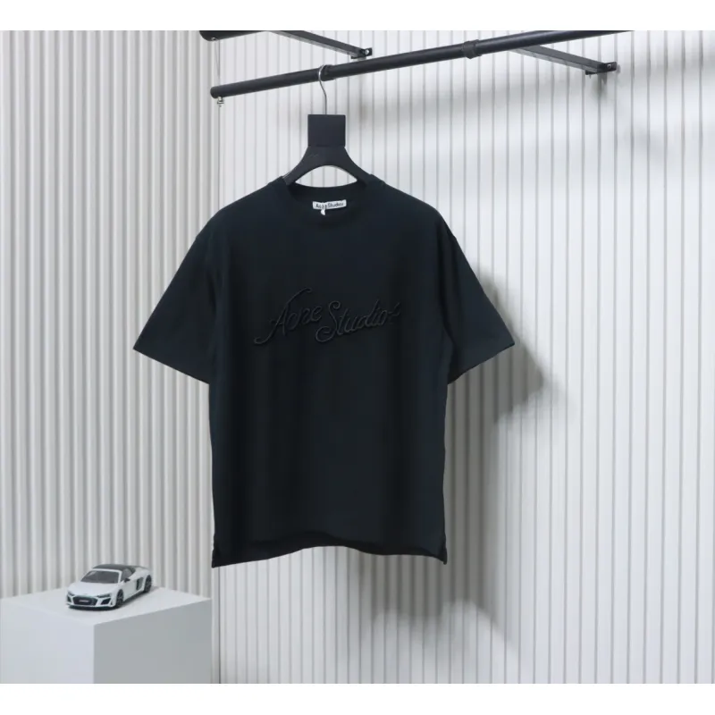 Acne Studios 25SS Lettering Embroidered Short Sleeve T-Shirt Black
