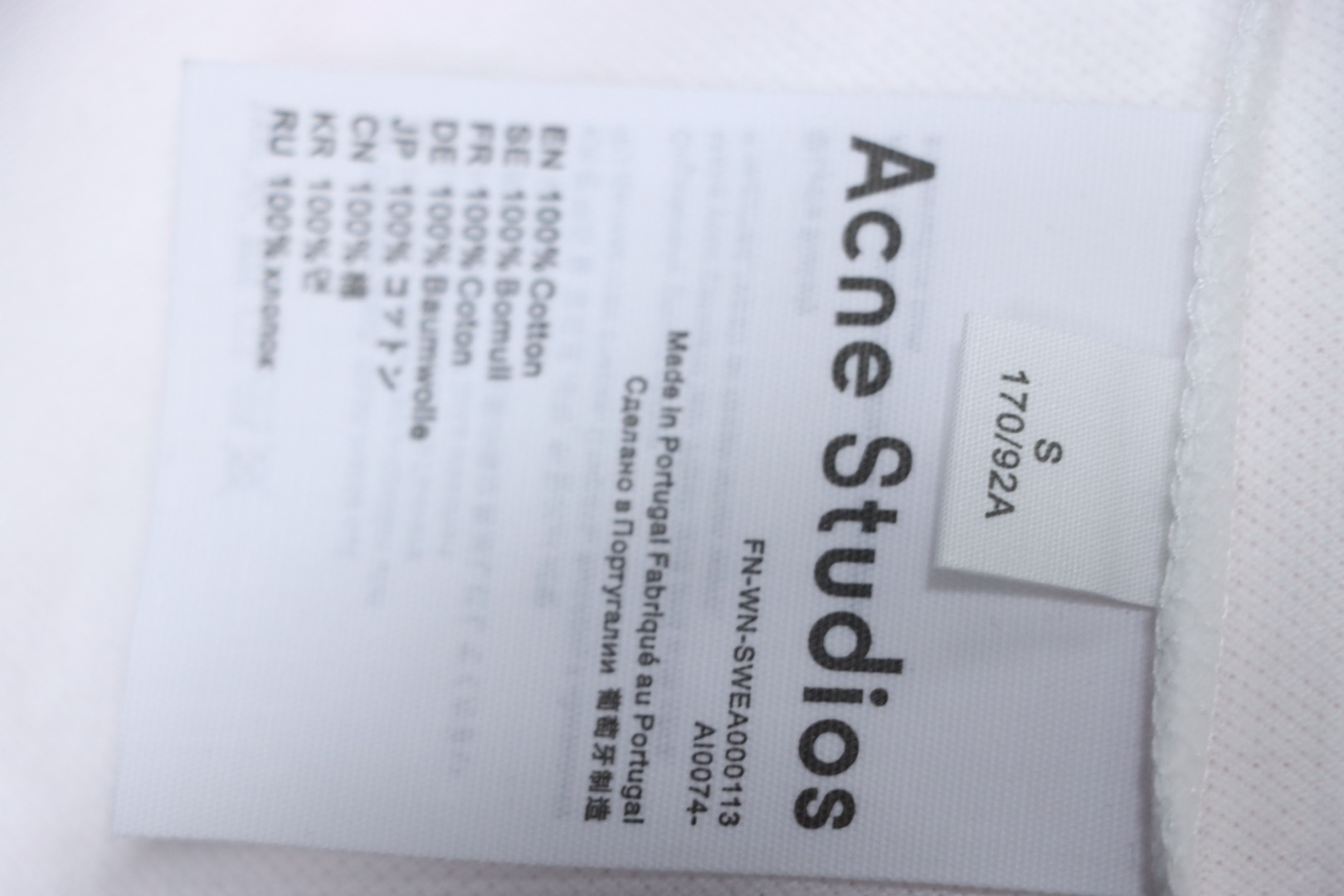 Acne Studios 25SS Lettering Embroidered Short Sleeve T-Shirt White