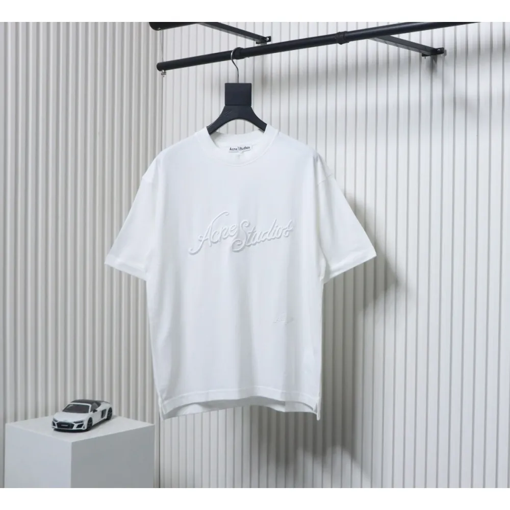 Acne Studios 25SS Lettering Embroidered Short Sleeve T-Shirt White