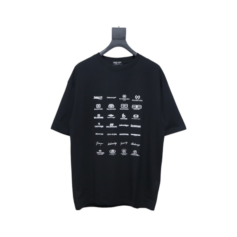 Balenciaga 23ss all over printed short sleeves black
