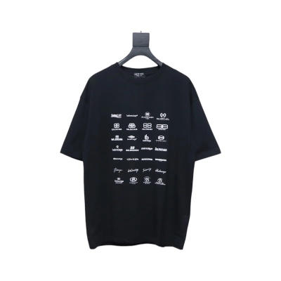Balenciaga 23ss all over printed short sleeves black 01