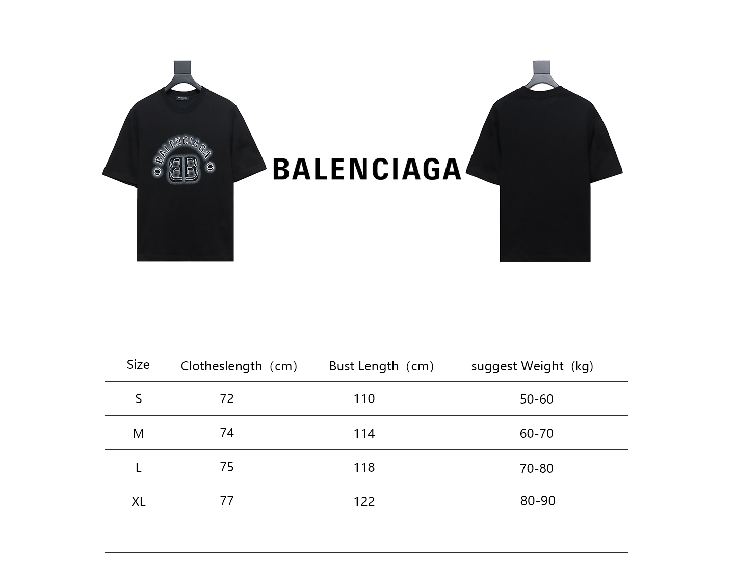 Balenciaga 24ss 3D letter print short sleeve black