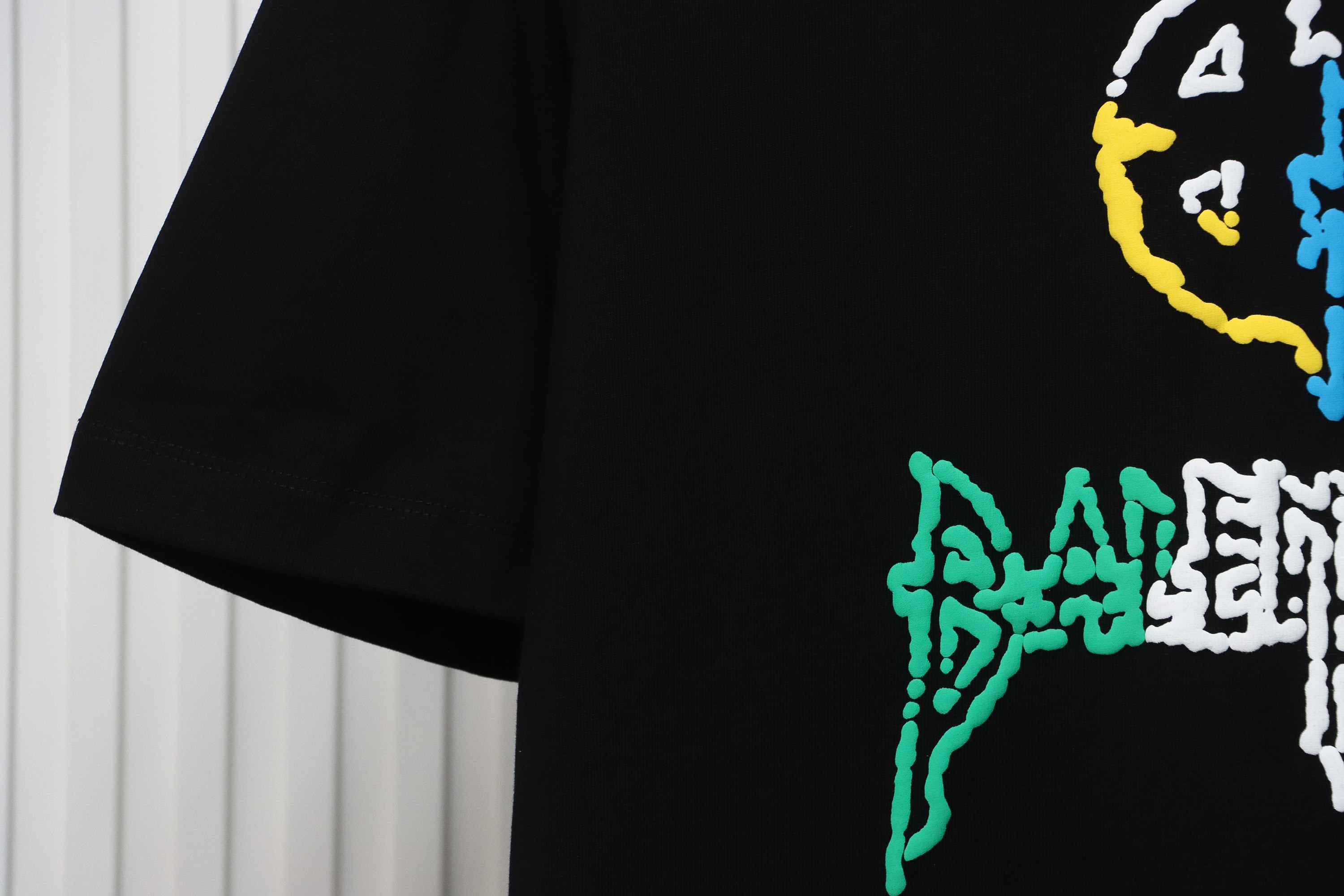 Balenciaga 24ss colorful letter logo foam print short sleeve black