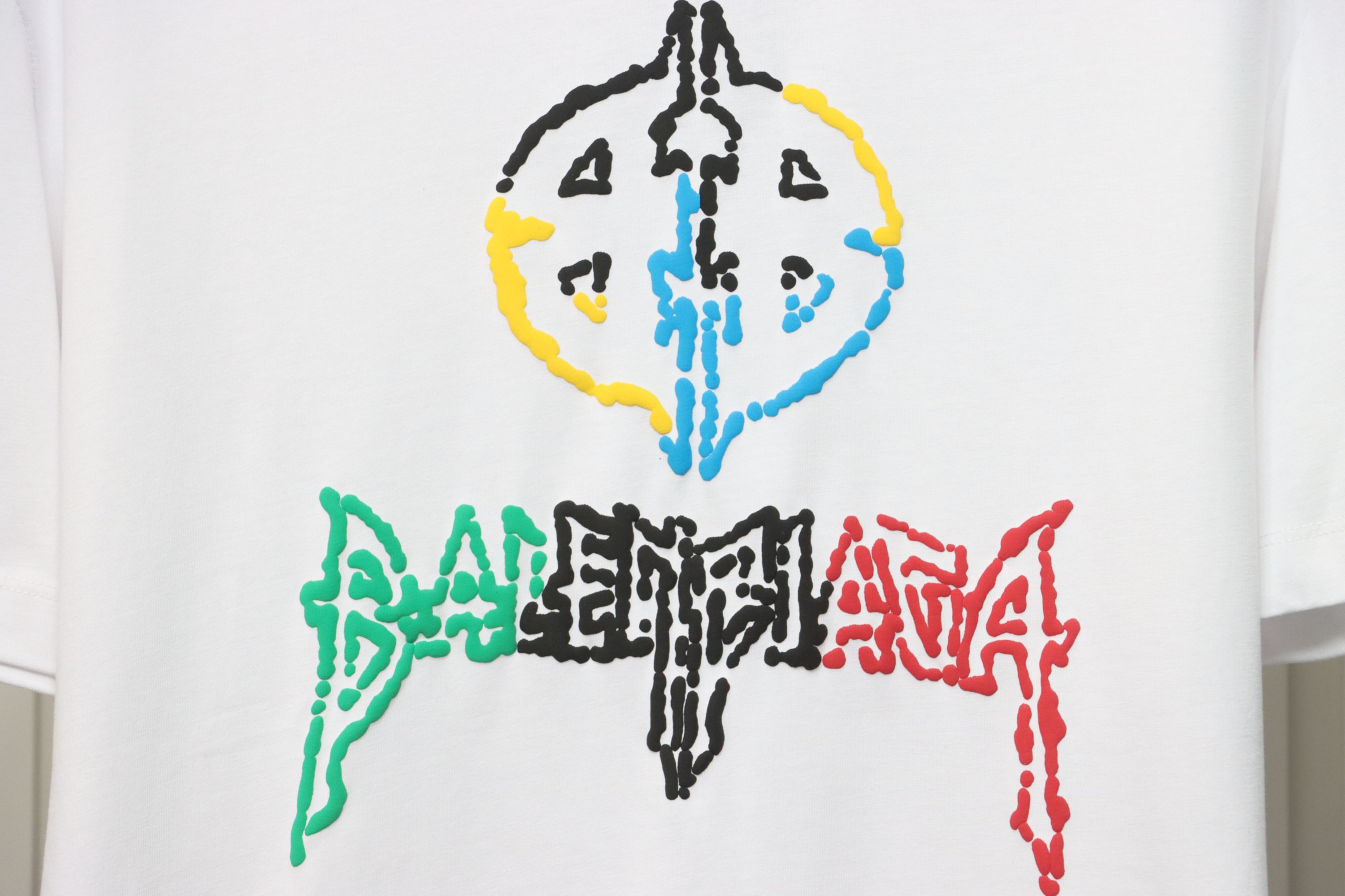 Balenciaga 24ss colorful letter logo foam print short sleeves