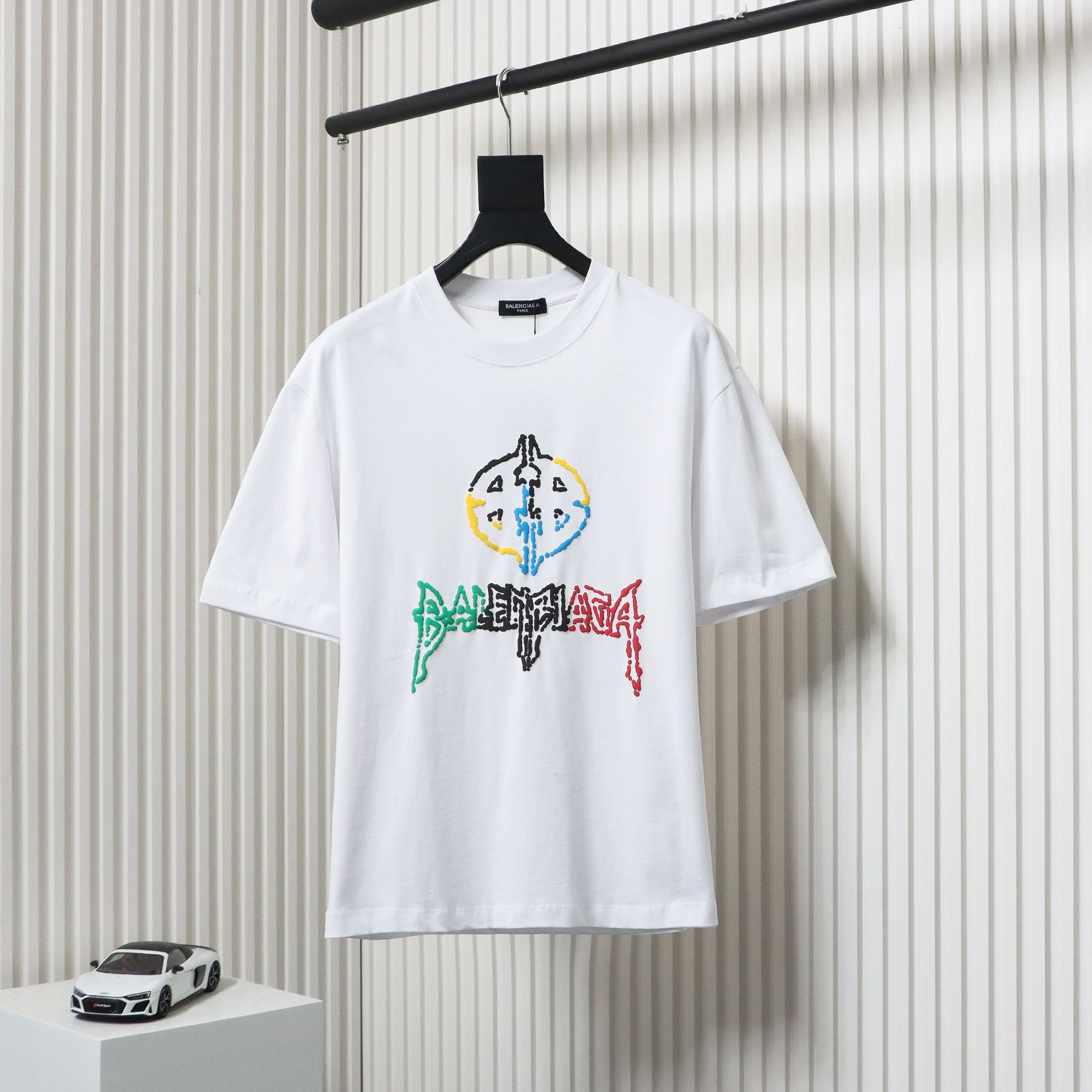 Balenciaga 24ss colorful letter logo foam print short sleeves