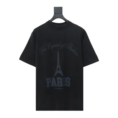 Balenciaga 24ss distressed iron tower washed short sleeves black 01