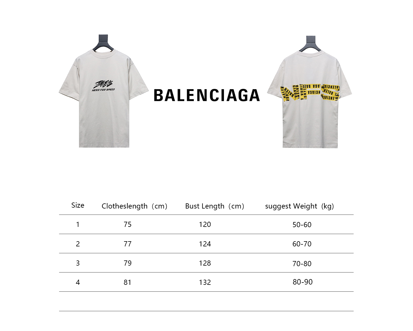 Balenciaga 24ss Gathered Print Back Tape Printed Short Sleeve White